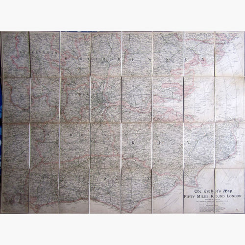 Antique Map,The Cyclist’s Map of Fifty Miles Round London 1895 Maps