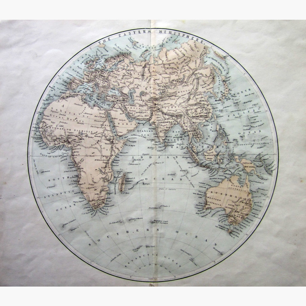 Antique Map The Eastern Hemisphere 1858 Prints