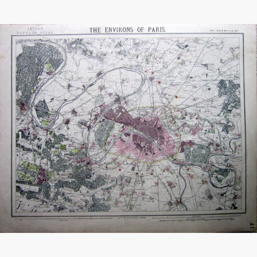 The Environs of Paris 1886 Maps KittyPrint 1800s France Town Plans