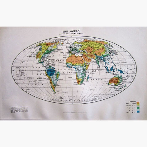 The World annual Rainfall 1907 Maps KittyPrint 1900s Climate World Maps