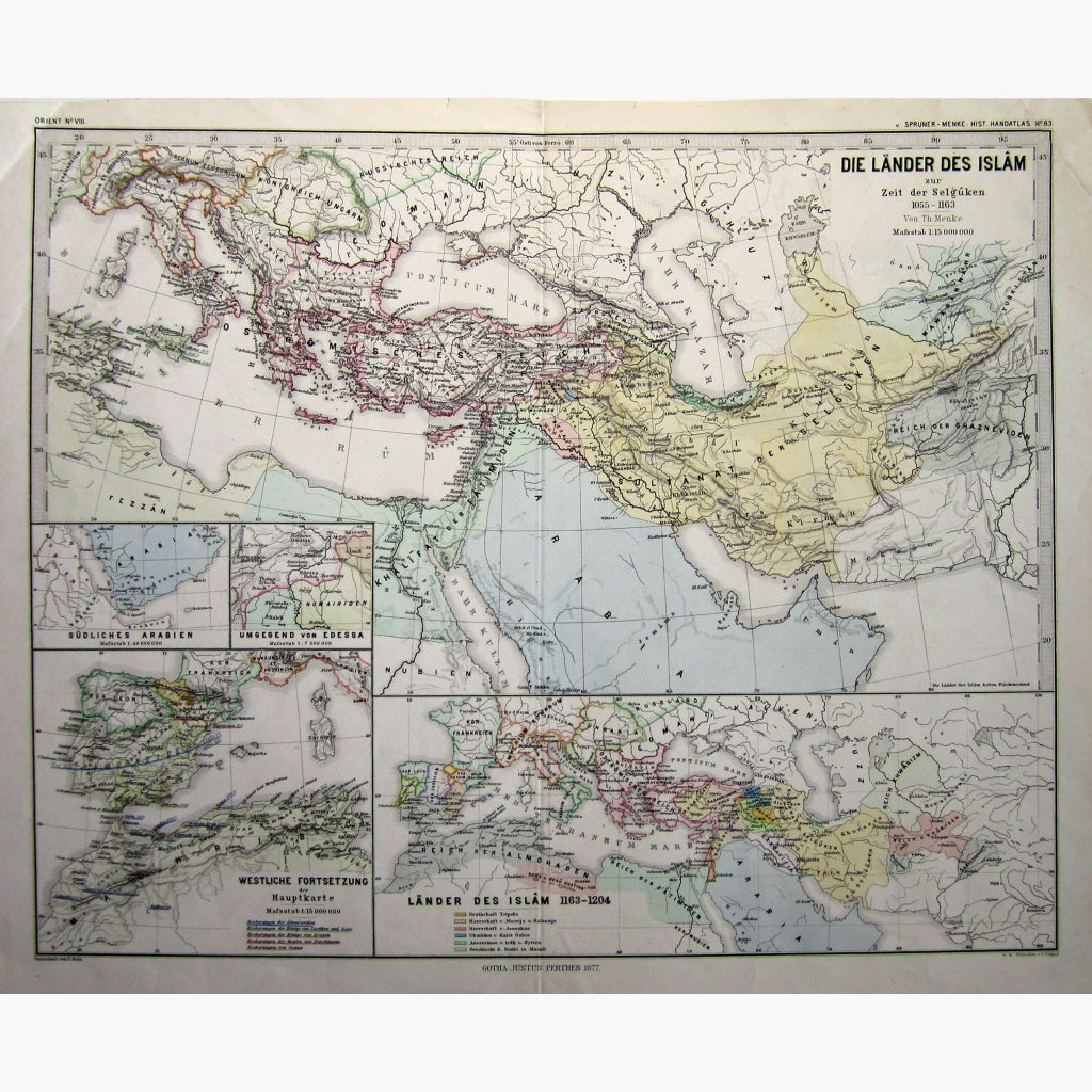 Antique Map World of Islam. Die Lander des Islam 1877 Maps