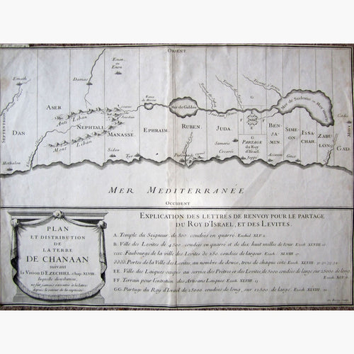 Antique Plan et Distribution de la Terre de Chanaan c.1700 Maps