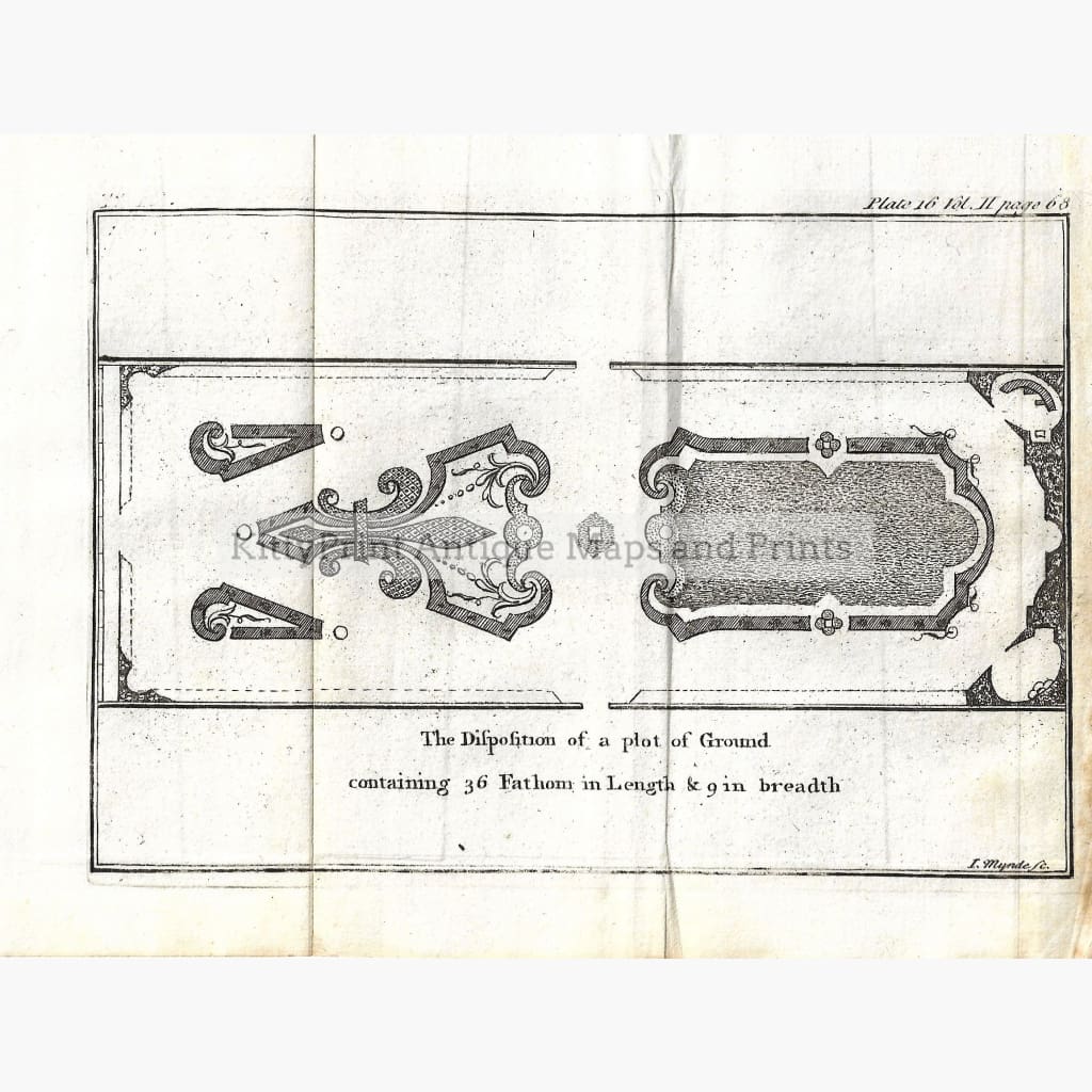 Antique Plan Garden Plot 1760 Prints