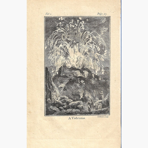 Antique Print A Volcano c. 1700 Prints