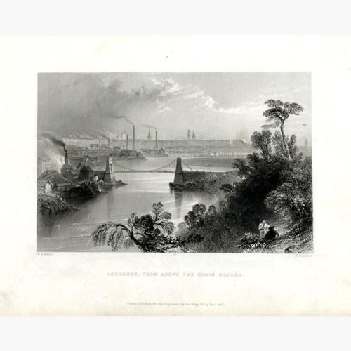 Aberdeen from above the Chain Bridge 1842 Prints KittyPrint 1800s Scotland Seascapes Ports & Harbours