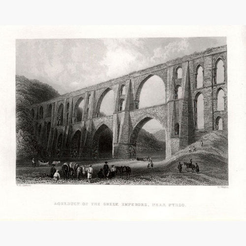 Aqueduct of the Greek Emperors near Pyrgo 1840 Prints KittyPrint 1800s Castles & Historical Buildings Engineering Greece