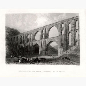 Aqueduct of the Greek Emperors near Pyrgo 1840 Prints KittyPrint 1800s Castles & Historical Buildings Engineering Greece