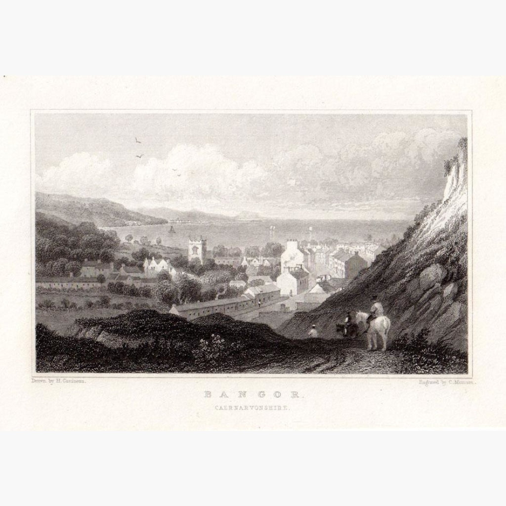 Bangor Caernarvonshire c.1840 Prints KittyPrint 1800s Townscapes Wales