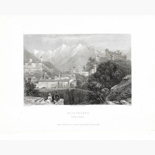 Antique Print Bellinzona Canton Tessin 1835 Prints