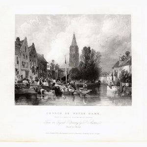 Bruges Church of Notre Dame c.1840 Prints KittyPrint 1800s Castles & Historical Buildings Netherlands & Belgium Townscapes