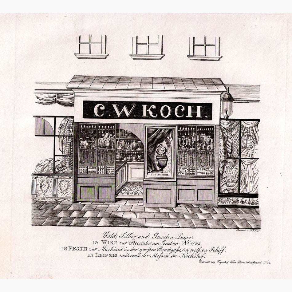 C.W.Koch Gold Silver and Jewellery Shop 1836 Prints KittyPrint 1800s Austria