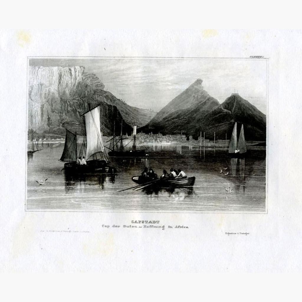 Capstadt c.1840 Prints KittyPrint 1800s Africa Seascapes Ports & Harbours Townscapes