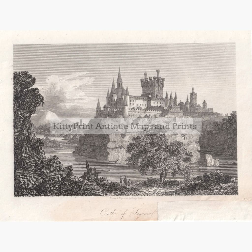 Antique Print Castle Of Segovia 1808 Prints