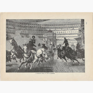 Antique Print Chariot Race in the Colosseum c.1880 Prints