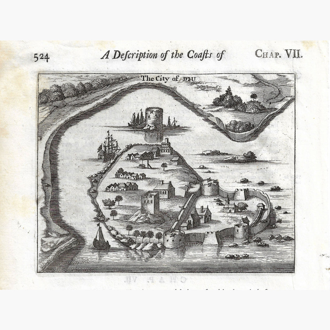 Antique Print City of Diu 1672 Prints