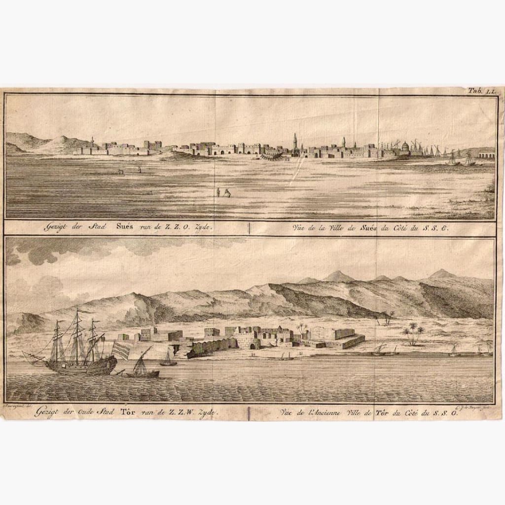 City of Suez and Ancient City of Tor. Prints KittyPrint 1700s Arabia & Egypt Seascapes Ports & Harbours Townscapes