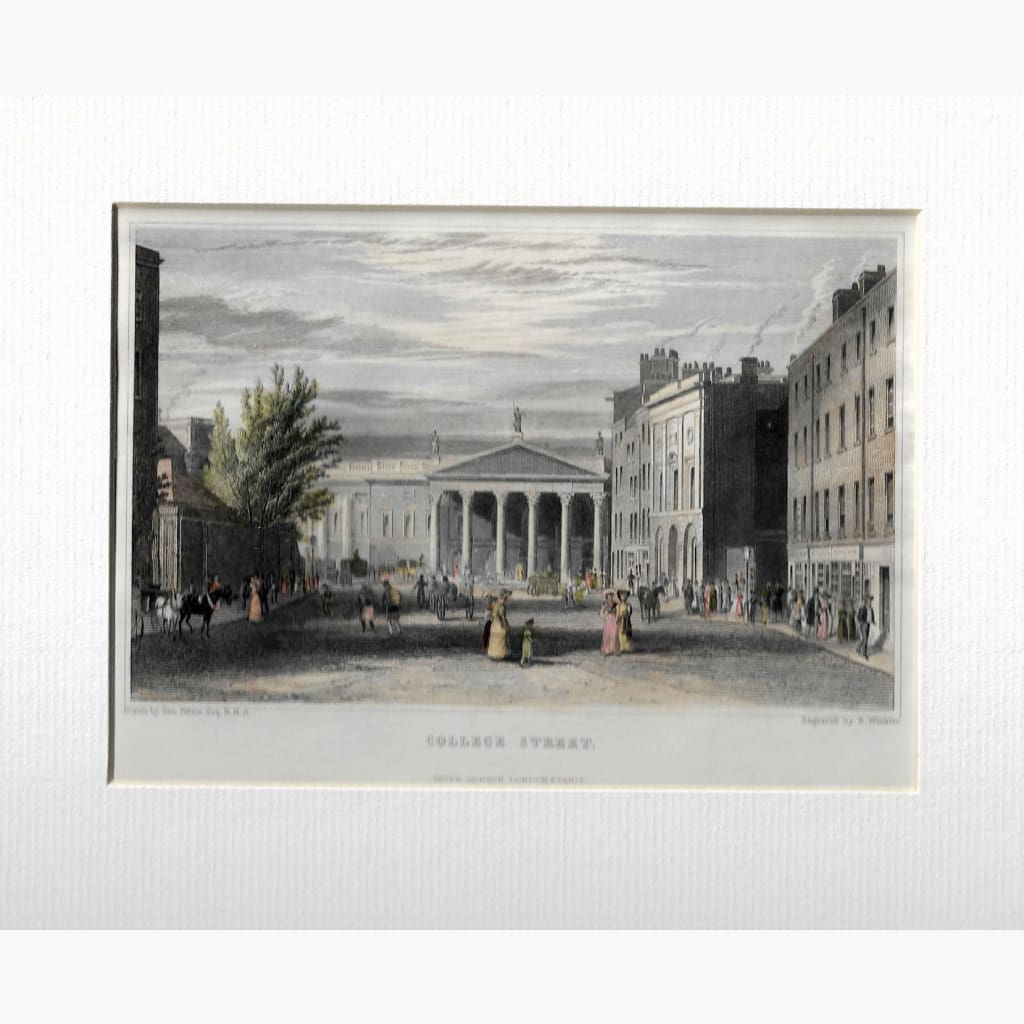 Antique Print College Street Dublin 1828 Prints