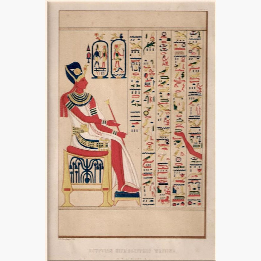 Antique Print Egyptian Hierogliphic Writing c.1849 Prints