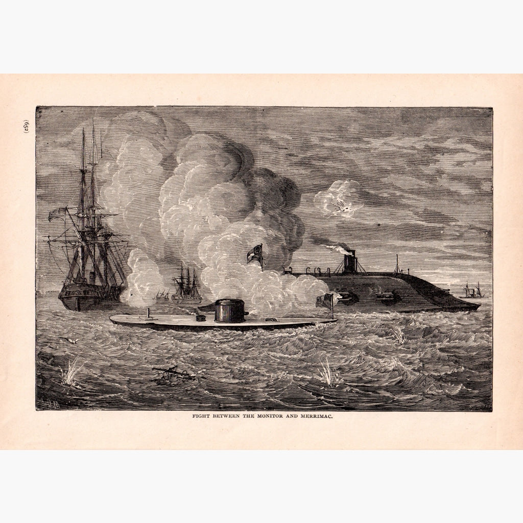 Fight Between The Monitor And Merrimac C.1880 Prints