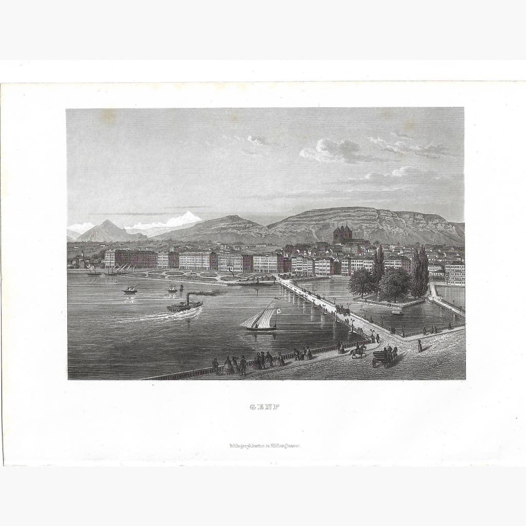 Antique Print Geneva Genf 1859 Prints