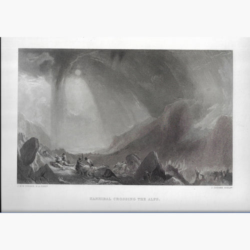 Antique Print Hannibal crossing the Alps 1859 Prints