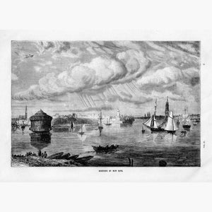 Antique Print Harbour of New York 1880 Prints