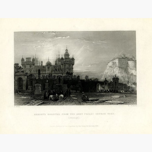 Heriot’s Hospital Edinburgh 1836 Prints KittyPrint 1800s Castles & Historical Buildings Scotland
