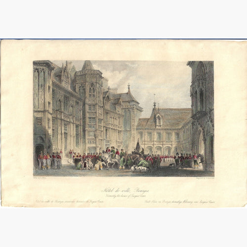Antique Print Hotel de ville Bourges,1840 Posters Prints & Visual Artwork