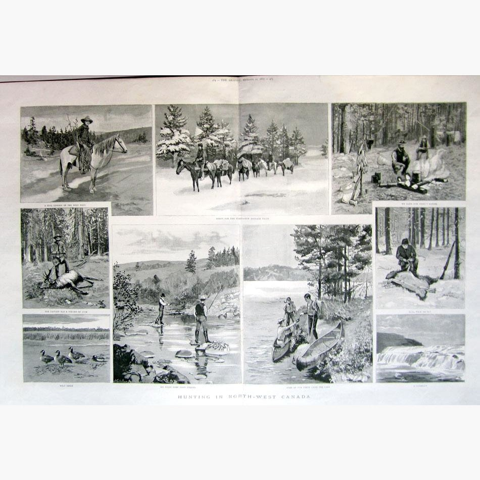 Hunting in North West Canada 1887 Prints KittyPrint 1800s Canada & United States Genre Scenes