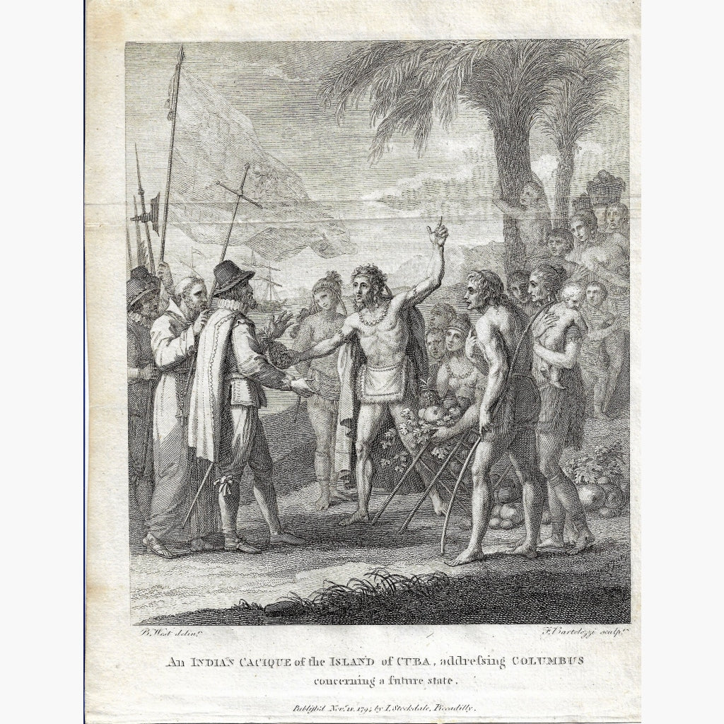 Indian Cacique addressing Columbus 1794 Prints
