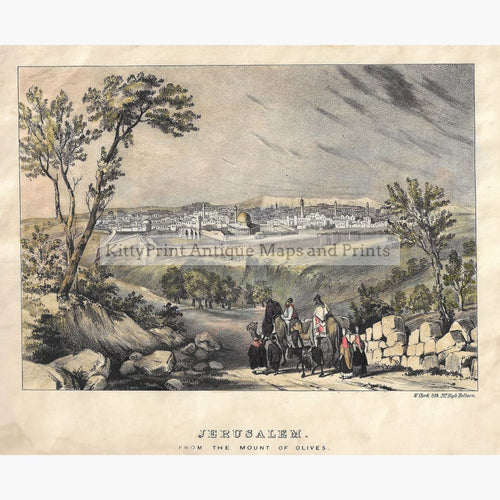 Antique Print Jerusalem from the Mount of Olives c.1838 Prints