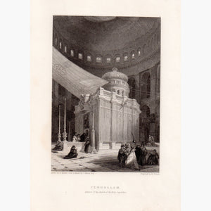 Jerusalem Interior of the Church of the Holy Sepulchre,1834 Prints KittyPrint 1800s Castles & Historical Buildings Holy Land Religion