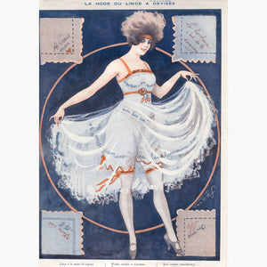 La Mode Du Linge A Devises 1920 Prints KittyPrint 1900s Costumes & Fashion France