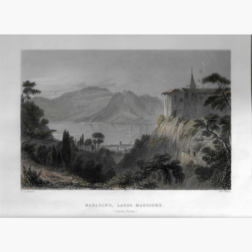 Antique Print Lago Maggiore 1835 Prints