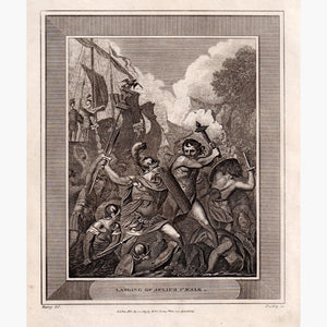 Antique Print Landing of Julius Caesar 1815. Prints