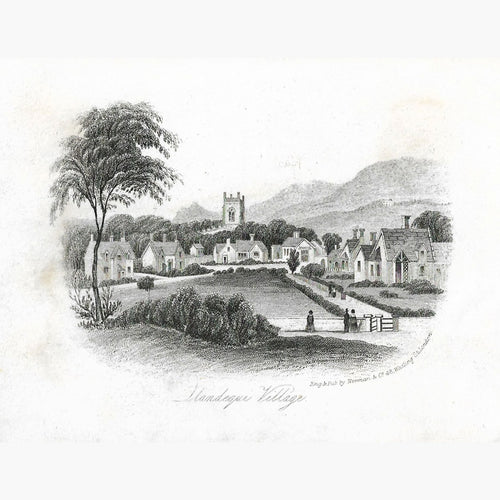 Antique Print Llandeque Village 1860 Prints
