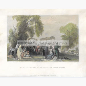 Antique Print Musicians at the Asian Valley of Sweet Waters 1838 Prints