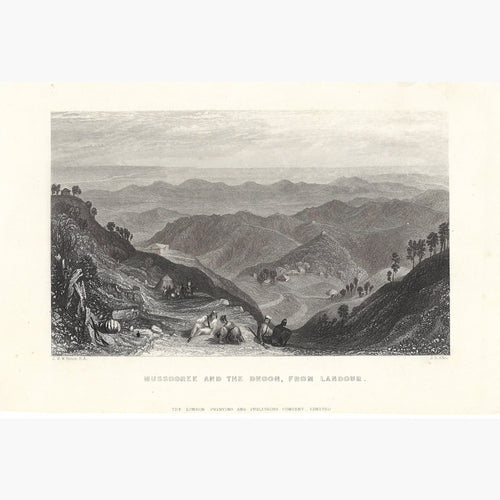 Antique Print Mussooree and the Dhoon from Landour 1854. Prints