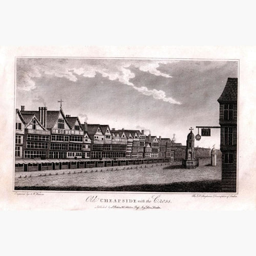 Old Cheapside with the Cross 1807 Prints KittyPrint 1800s Castles & Historical Buildings England Townscapes