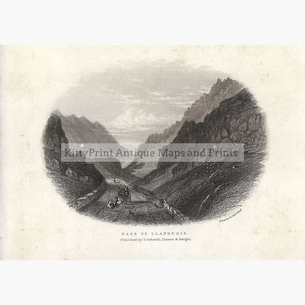Antique Print Pass of Llanberis 1855 Prints