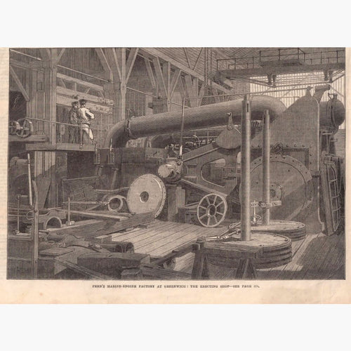 Antique Print Penn’s Marine-Engine Factory 1865 Prints