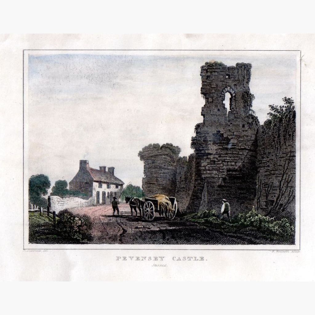 Pevensey Castle Sussex  c.1850 Prints KittyPrint 1800s Castles & Historical Buildings England