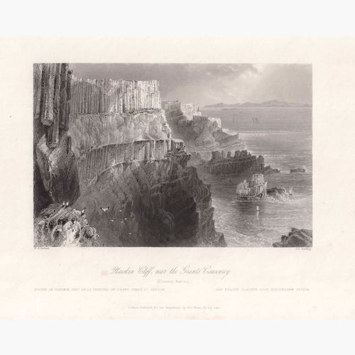Antique Print Plaiskin Cliff Near The Giant Causeway 1842 Prints