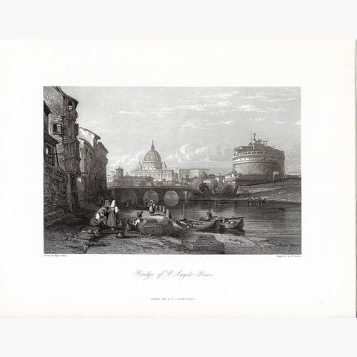 Antique Print Rome Bridge of St.Angelo,1842 Prints