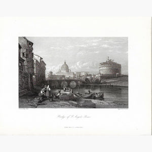 Antique Print Rome Bridge of St.Angelo,1842 Prints