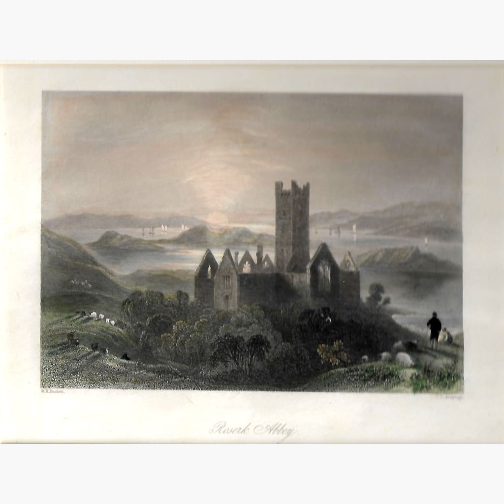 Antique Print Roserk Abbey County Mayo 1842 Prints