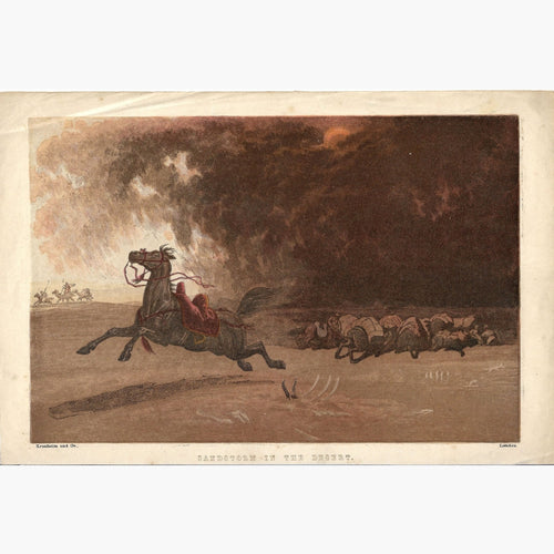 Antique Print Sandstorm in the Desert c.1840 Prints
