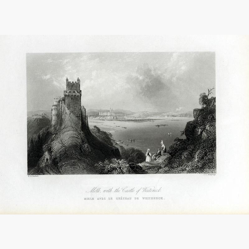 Moelk with the Castle of Weiteneck c.1840o Prints KittyPrint 1800s Austria Landscapes
