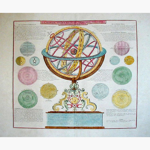 Sphere Artificielle ou Armilaire Oblique 1716 Maps KittyPrint 1700s Astronomy World Maps