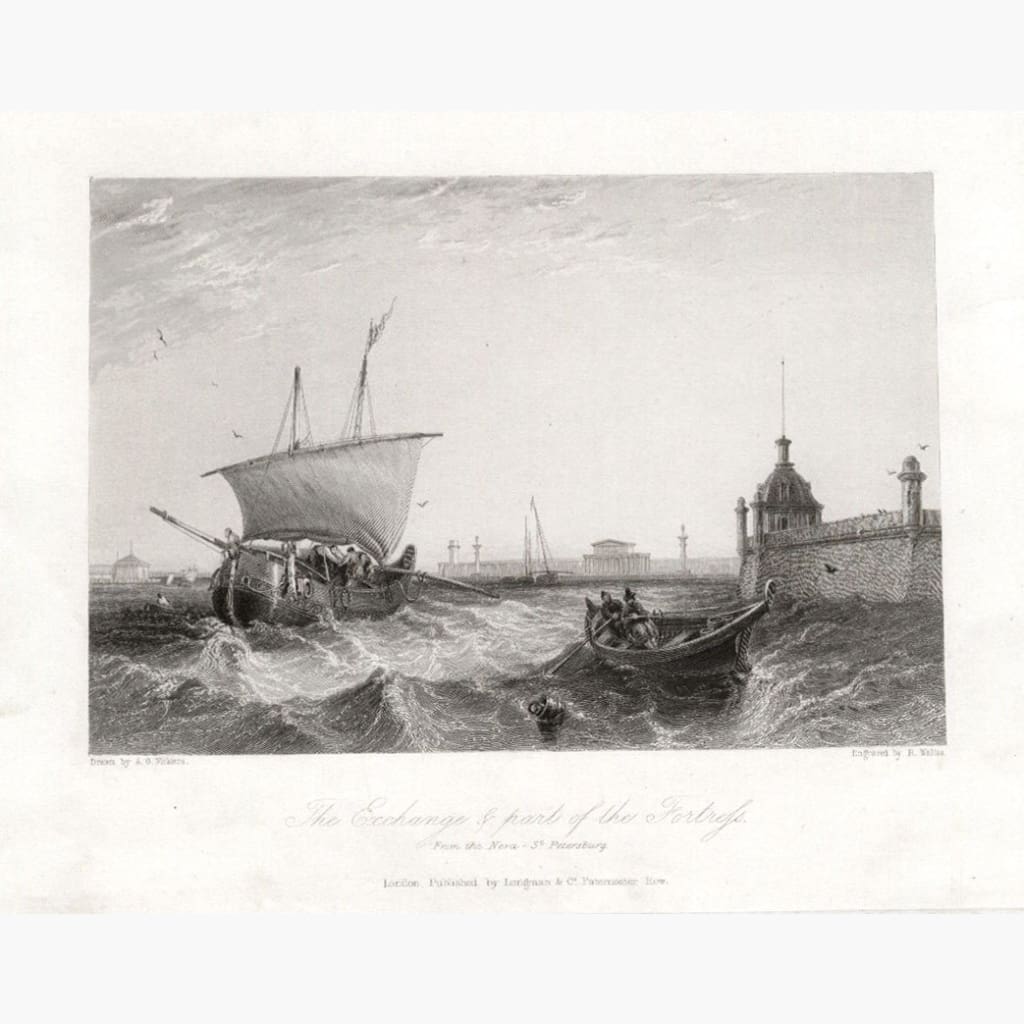 St. Petersburg the Neva c.1850 Prints KittyPrint 1800s Russia Seascapes Ports & Harbours Townscapes